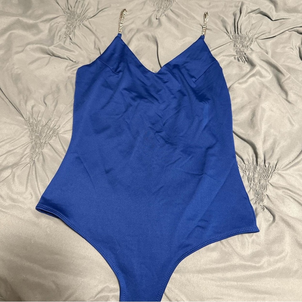 Rue21 Royal Blue Bodysuit with Chain Straps